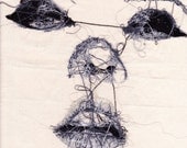 Hand Embroidered Face "the wrong side" Postcard