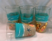 Sea Shore Flip Flop Hand Painted 16oz Drinking Glasses