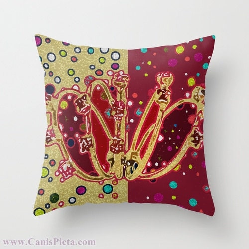Five, 5 Golden Rings - 12 Days of Christmas Series - Graphic Print 16" x 16" Throw Pillow Cover - Featured in It's Better Handmade's Blog