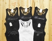 6 Bridesmaid Tank Top. Bride, Maid of Honor, Bridal Entourage, Brides Crew, Mother of the Groom. Wedding Clothing.
