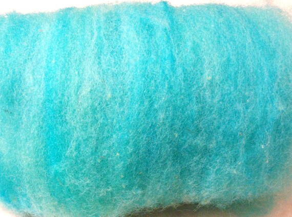 choice- Turquoise or Teal blue Carded Sheep WOOL ROVING,needle felting, spinning batt