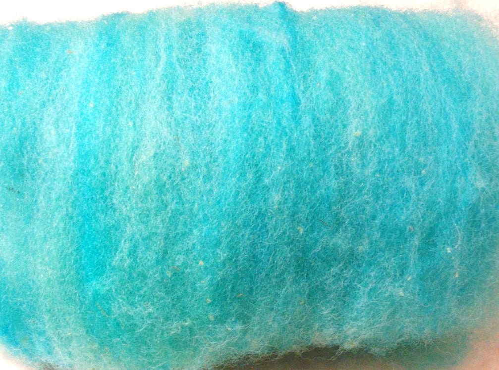 choice- Turquoise or Teal blue Carded Sheep WOOL ROVING,needle felting, spinning batt