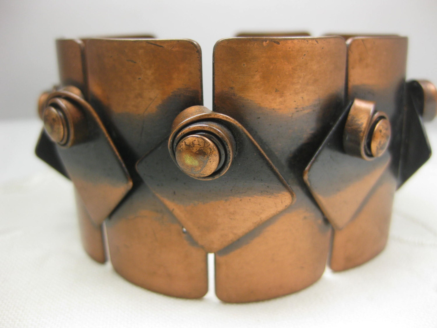 Signed Rebajes Copper Bracelet, Wide Chunky Cuff Bracelet, Rare Vintage Book Piece, Statement Jewelry