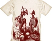 Morbid Hanged Skeletons Anatomy (dark red on cream) MENS American Apparel Tshirt