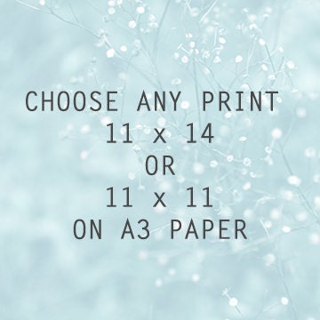 Choose Any Print From My Shop 11 x 14 or 11 x 11 on A3 Paper