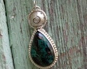 Zohar  Silver Necklace with Chrysocolla stone roman-style,big pendant, statement necklace, Gemstone necklace, metalwork