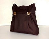 SALE - 10%off Handmade Canvas Bag/ Shoulder bag/ Hobo bagHobo bag/ Tote bag/ Messenger bag/ Purse/ Everyday bag - Chocolate Brown - Beth