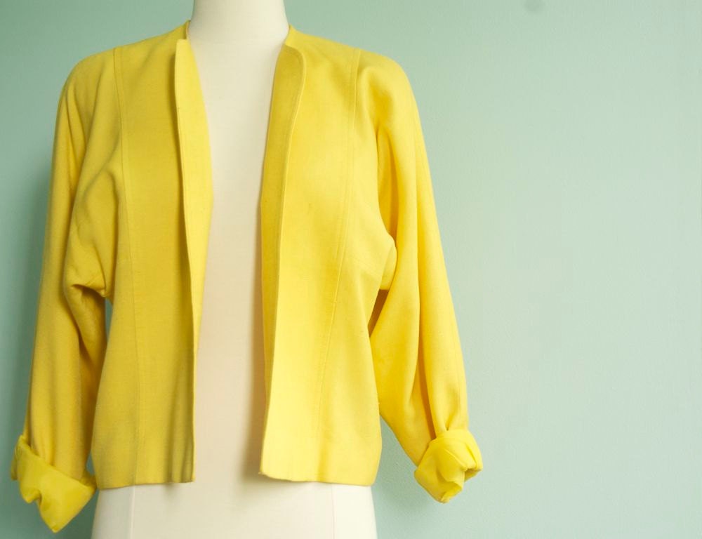 Vintage canary yellow batwing blazer