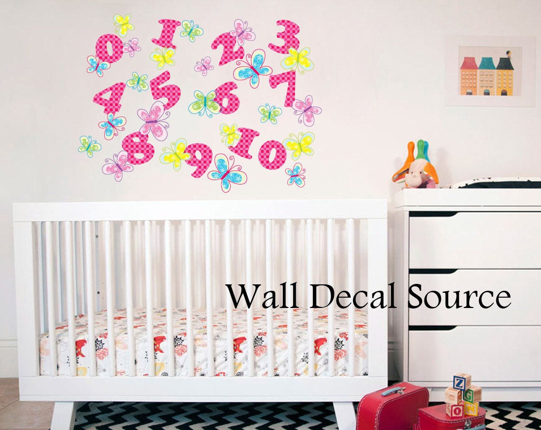 123 Wall Decal - Butterfly Wall Decal - Number Wall Decal