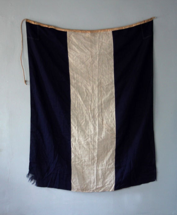 Vintage Linen Navy and White Nautical Signal Flag