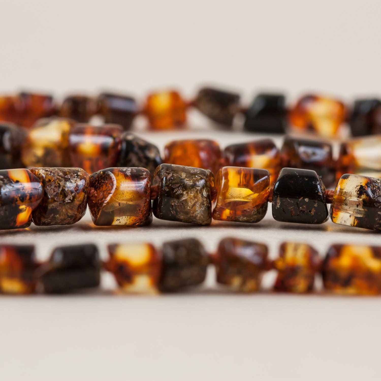Unisex button shape Baltic Amber necklace