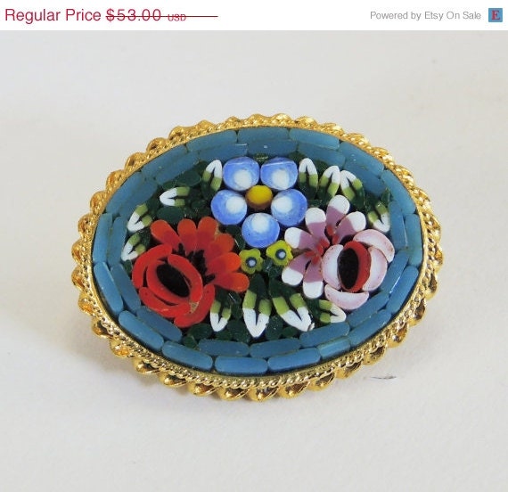 50% SALE Vintage Italian Micromosaic Made By Hand in Italy