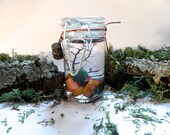 Steampunk marimo moss ball in canning jar terrarium with bobbin charm