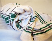 Large Picnic Blanket: White with Gray and Green Stripes, plaid blanket, tablecloth, tablecover