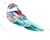 Watercolor Bird Painting- 4" x 6" print of original painting