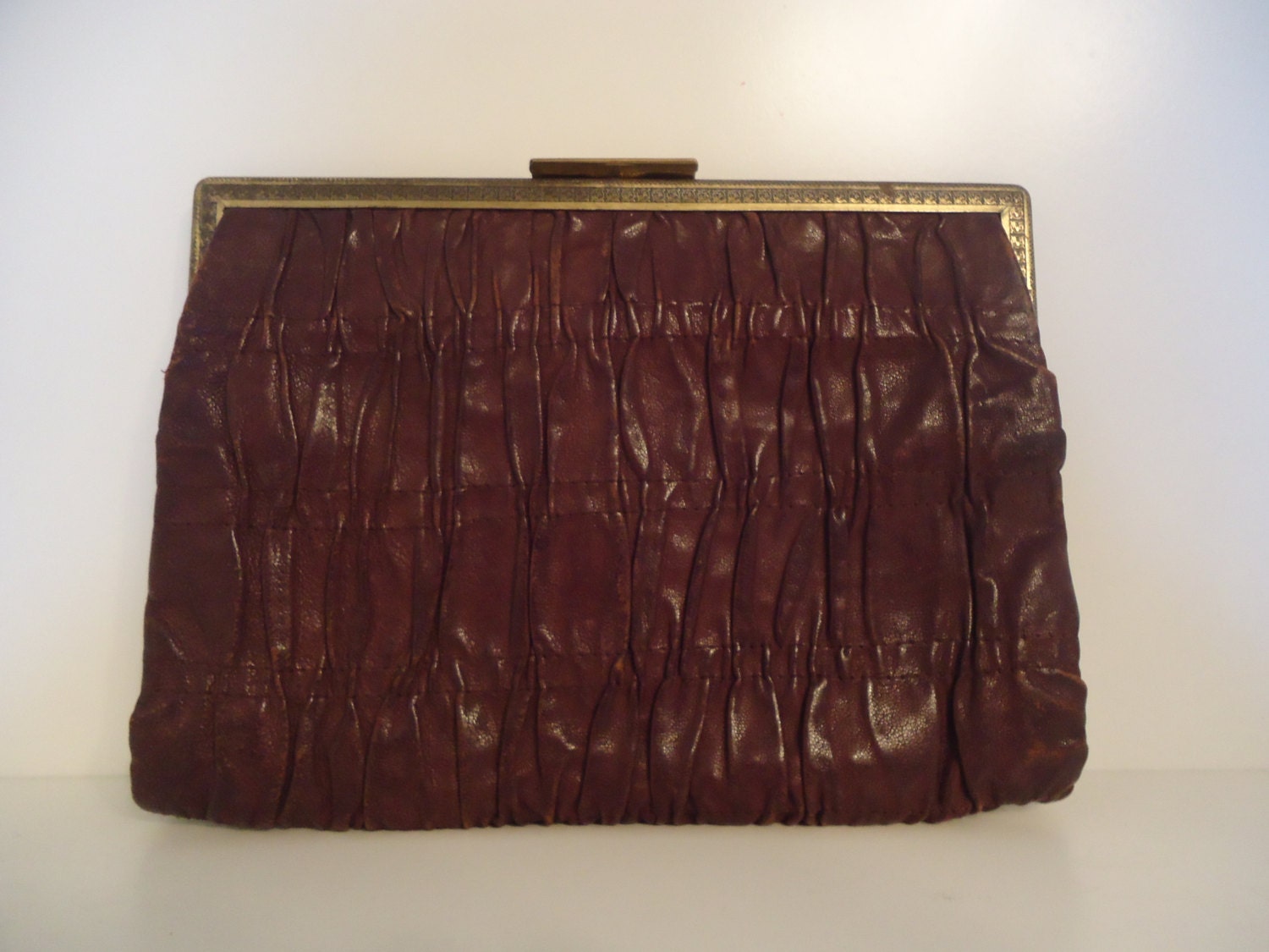 Unique Dark Leather Clutch Wallet Bag Purse