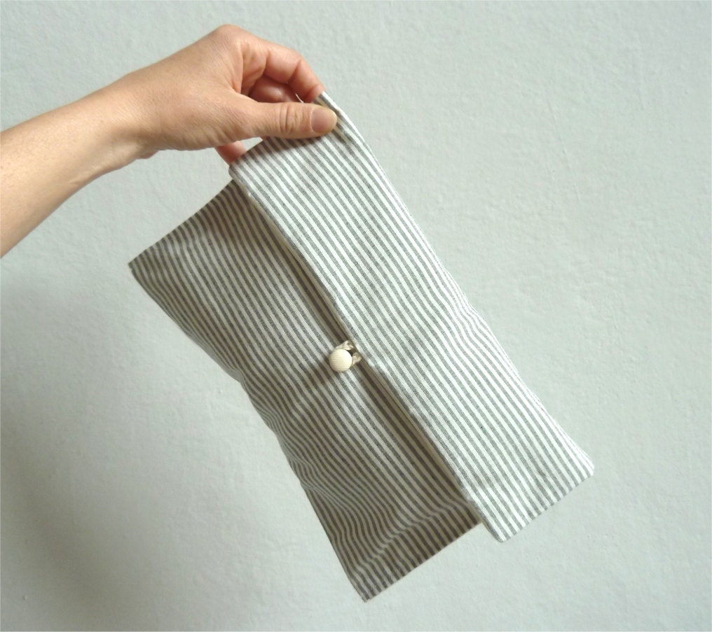 Fabric clutch, makeup bag, diaper bag, purse, blue nautical striped cotton