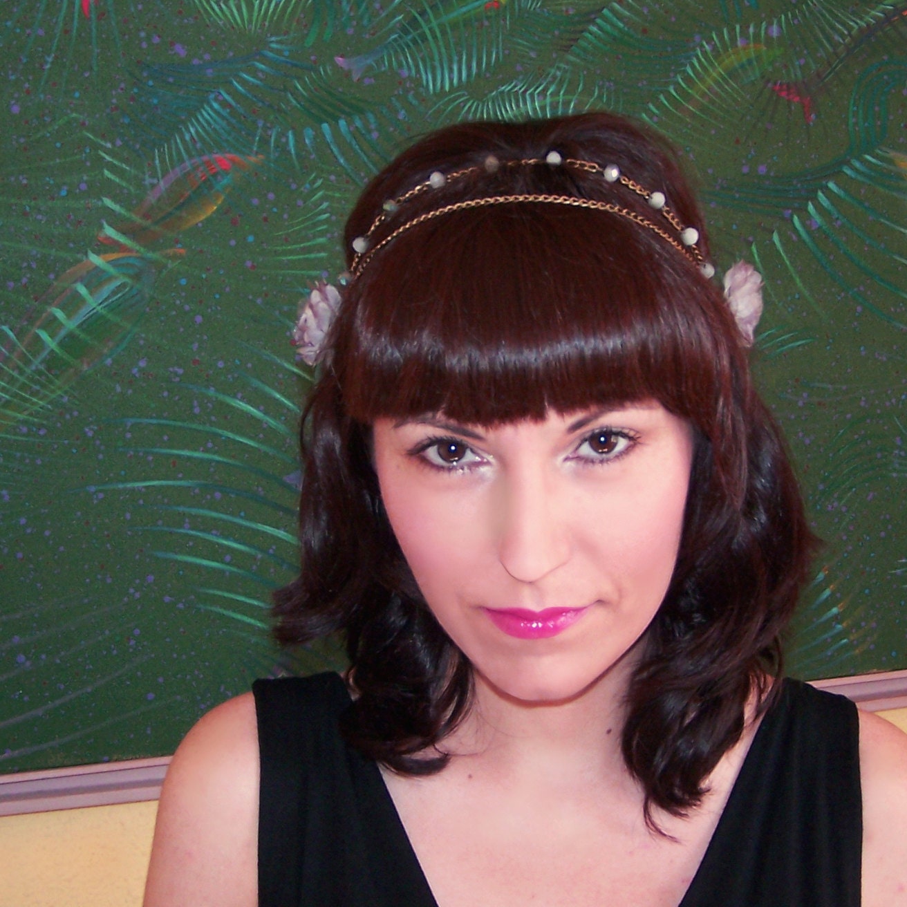 Purple Flower Headpiece - Chain headdress - Bohemian crown - Nymph Head chain - Romantic headband