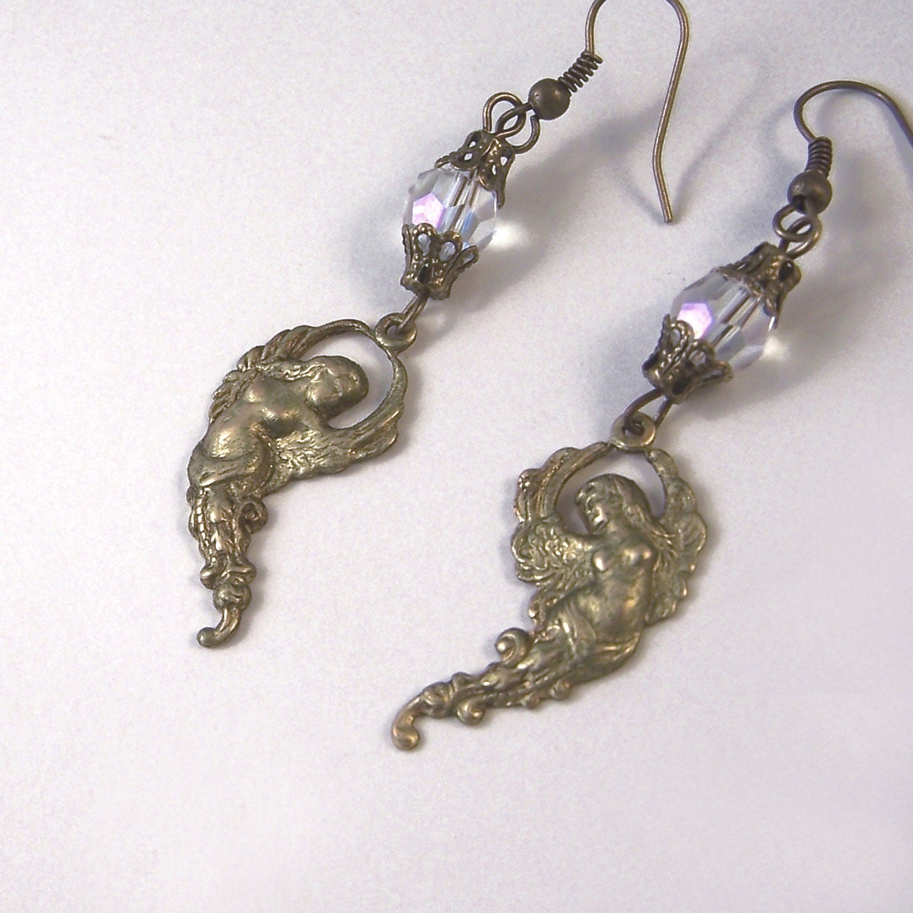 Victorian earrings - Winged women earrings - Angel earrings - Fairy earrings - Art Nouveau jewelry