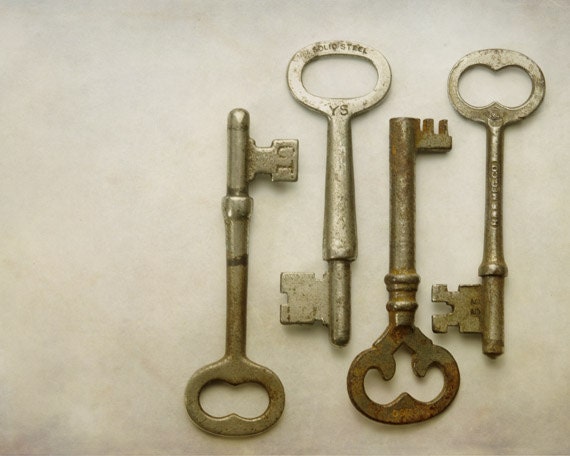 Skeleton Keys Still Life Photograph, 8x10 Fine Art Photography Print, antique keys wall art rustic decor