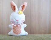 White Bunny plush - Bunny stuffed toy  - soft 3 dimensional animal - READY TO SHIP