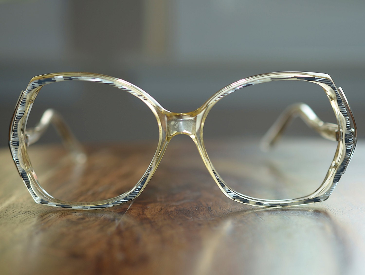 Vintage Oscar de la Renta Large Round Eyeglasses Art Craft USA NOS