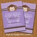 Purple Stripes and Monkey Baby Shower Invitations DIY Printable