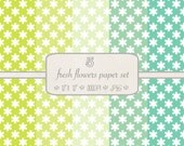 Digital Scrapbooking Paper Pack // Green New Years Fresh Flowers // 5 pieces // jpeg files // 300 DPI // Instant Download Il_170x135