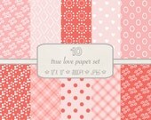 INSTANT DOWNLOAD // Digital Paper Pack // Valentine's Day True Love // Pink and White // Commercial and Personal Use Il_170x135