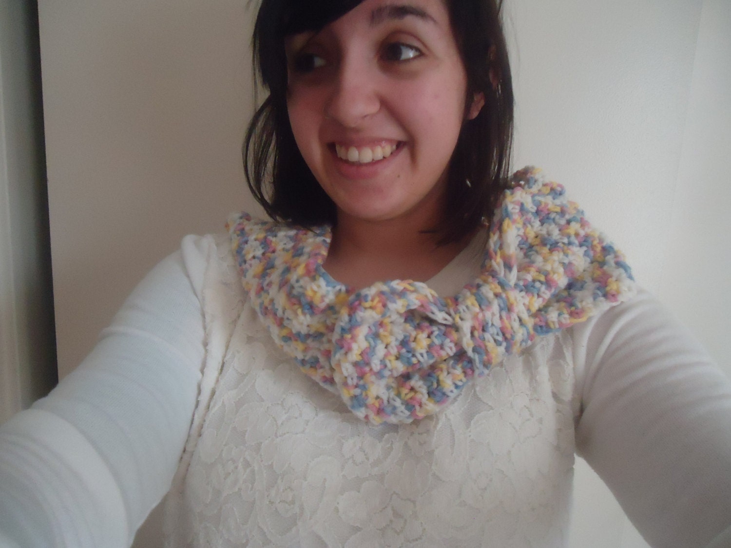 Rainbow Sherbert Bow Infinity Scarf