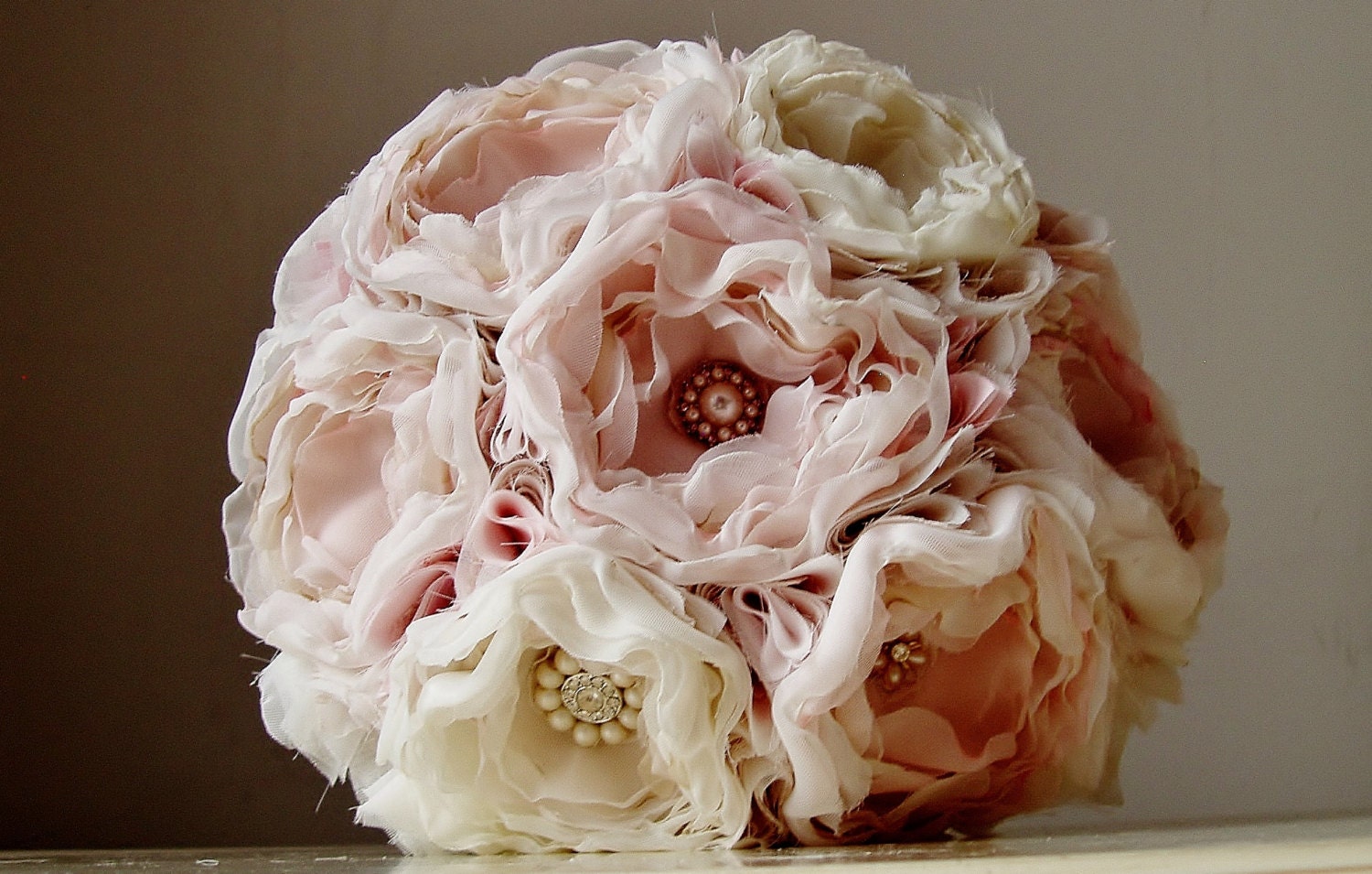 Fabric Flower Wedding Bouquet,  Fabric Bridal Bouquet, Weddings, Custom Colors, Vintage Wedding