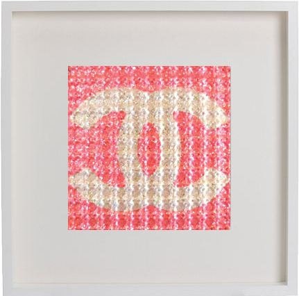 Art Print Chanel Poudre Tissee Pink and White Print 9"x9"