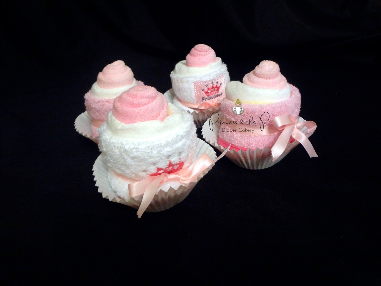 Baby Girl Diaper Cupcakes - Diaper Cake, Diaper Cupcake, Baby Shower, decoration, centerpiece, Baby gift
