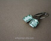 leverback earrings: mint green vintage inspired gem