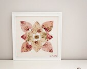 Wall Art Framed Home Deco Pink Heart Hand Applique Quilt Shabby Chic Cottage Wall Hanging by MinaRha