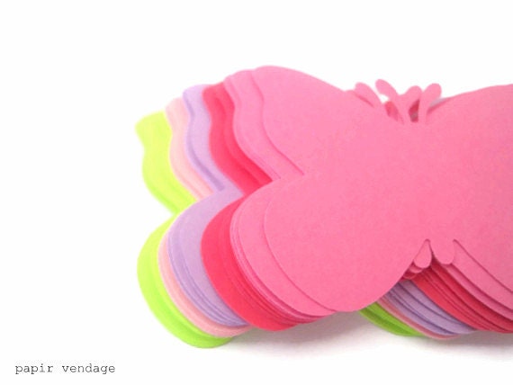 25 butterfly die cuts,butterflies in five spring colors, butterflies, pink, yellow, green, spring decorations, spring scrapbooking
