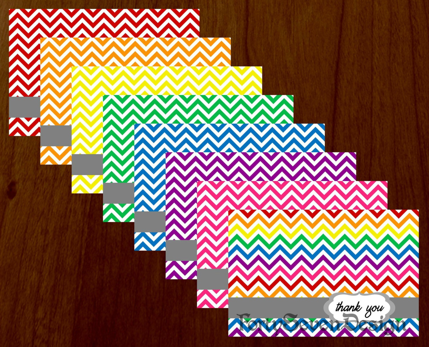 Chevron 4x6 Printable Thank You Card Il_570xn