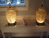 Vintage Glass Table Lamps Mid Century Modern Hollywood Regency Ginger Jars Murano Style Ming