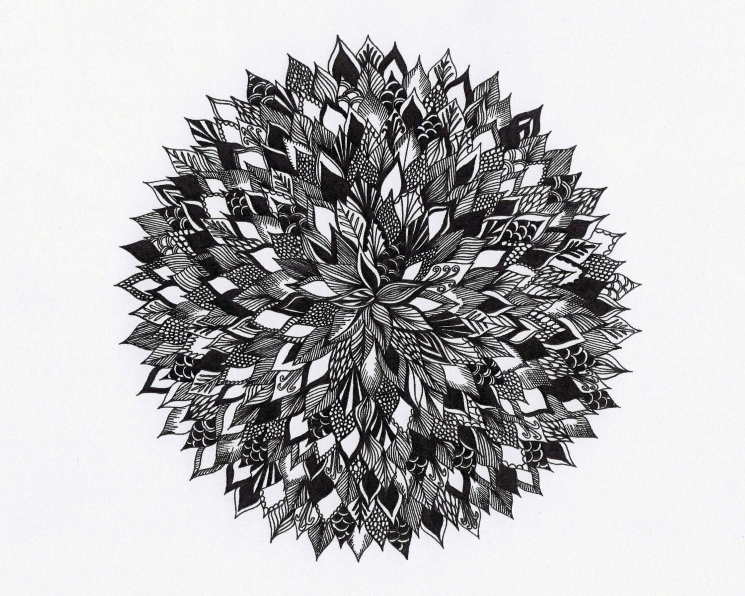 Abstract Circle Doodle Art Drawing 8x10" Print Unframed
