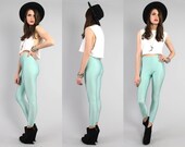 Vtg 90s Club Kids Mint Spandex Skinny Pants Leggings S
