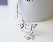 Vine - Vintage Style Jewelry Metal Ear Cuff Earring With Piercing Oxidized Antique Silver Steampunk Nerdy Gifts OOAK by Giftin For Fifteen