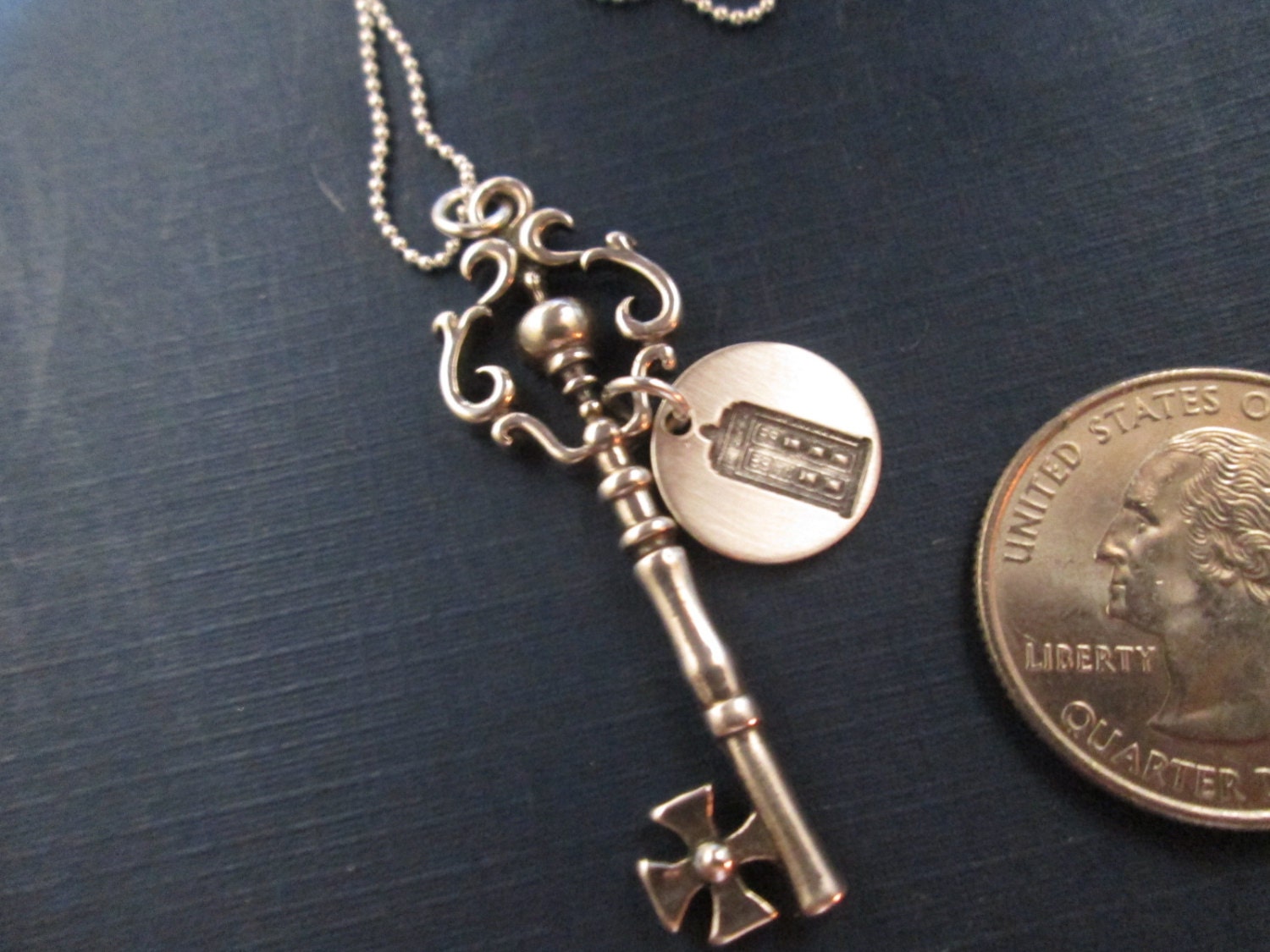 Dr. Who Inspired  "Tardis necklace Solid Sterling Silver