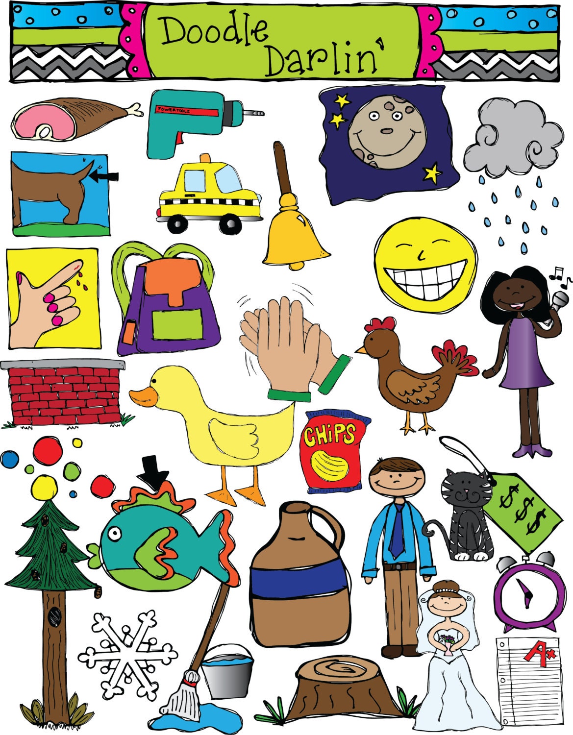 Word Family COLOR ONLY Clipart Set