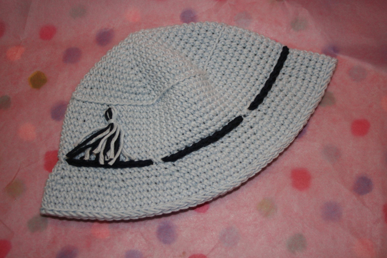 Crochet baby beanie hat Fishermans beanie sun hat crochetyknitsnbits ice blue Bamboo hand made baby boy clothes shower gift 3 to 9 months