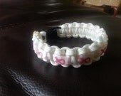 8'' white breast cancer survival bracelet