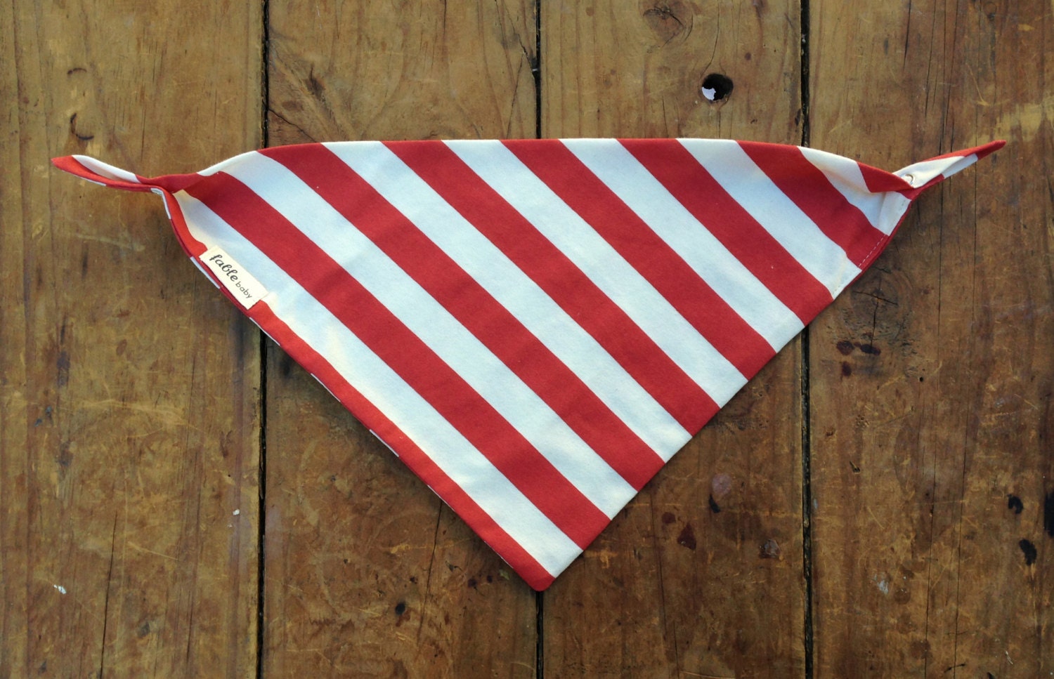 Organic Cotton Bandana Bib - Red on Cream