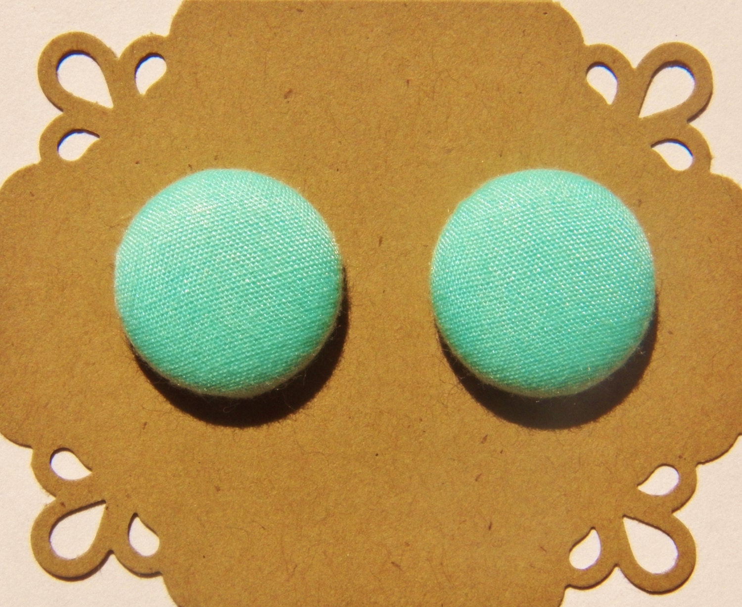 Solid Seafoam Green Button Earrings - 3/4 inch - Fabric Button Earrings - Hypoallergenic - Button Earrings - Stud Earrings
