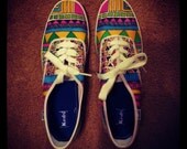 Keds - Handpainted Custom Keds Tribal Print Canvas Shoes - Custom Canvas Shoes - Size 5 - 6 - 7 - 8 - 9 - 10 - 11