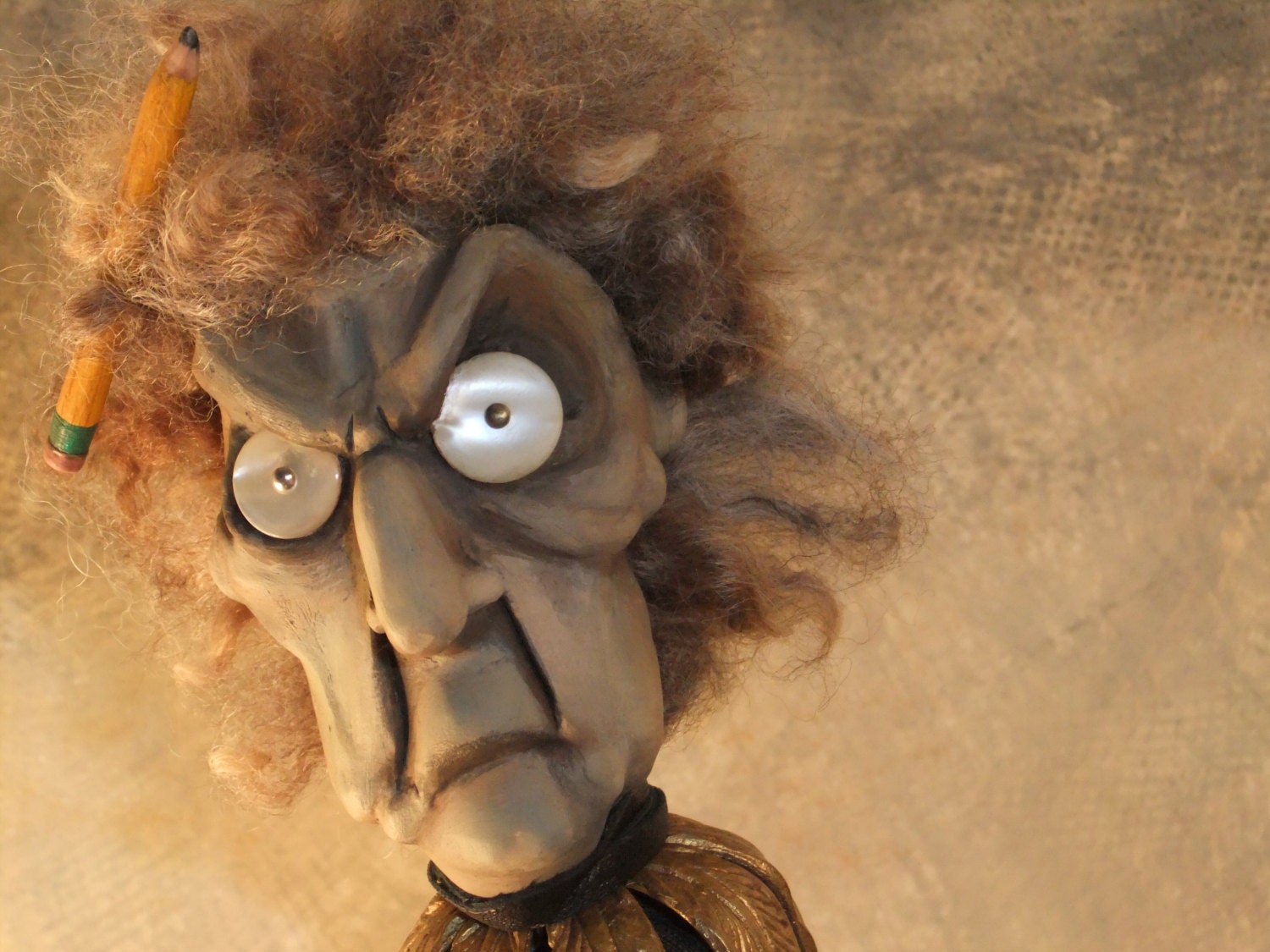 OOAK Art Doll, Creepy, Head Mistress, Skull, Goth, Teacher, Polymer Clay, Found Objects