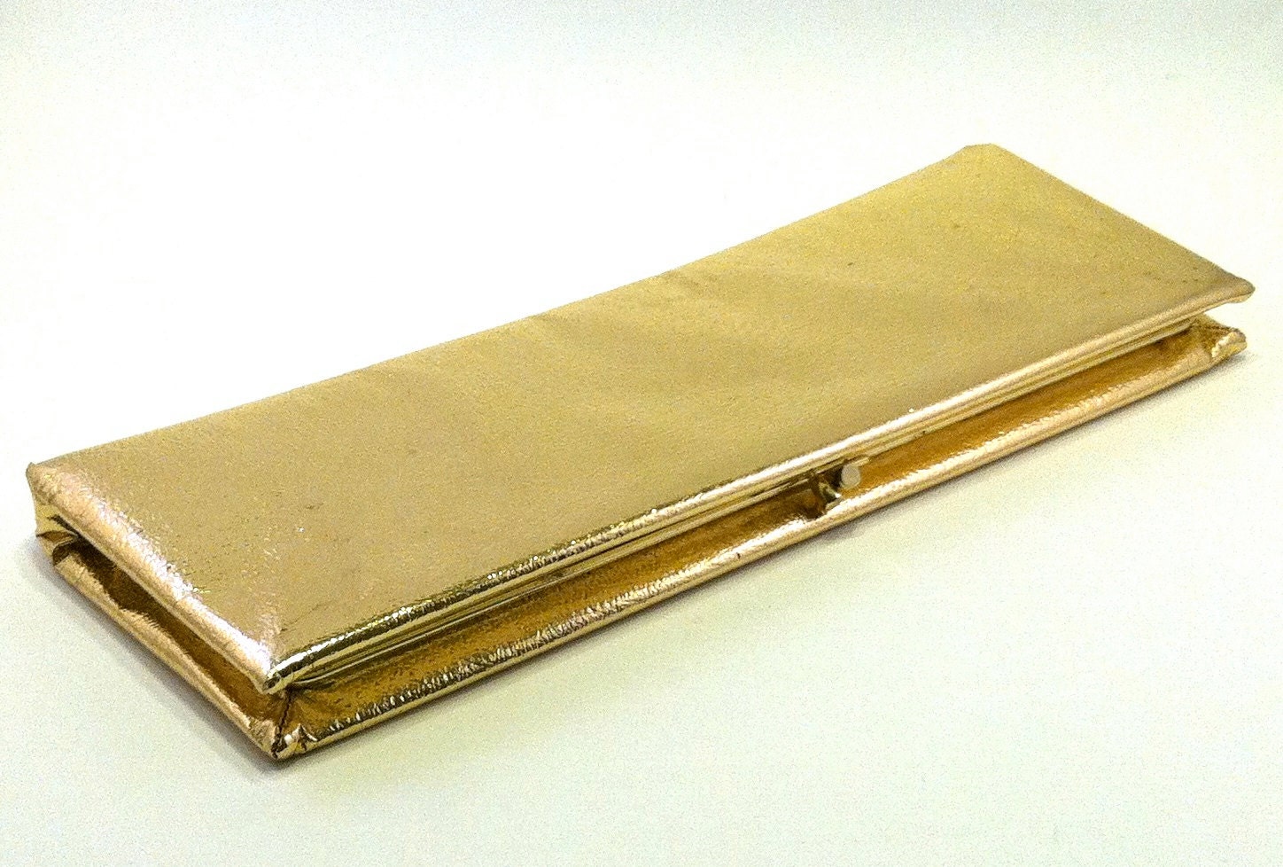 Reduce Price Vintage Harry Levine HL USA Gold Foil Lame Clutch